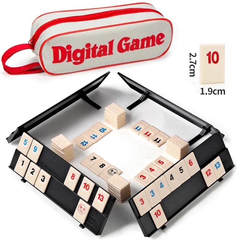 Jeu de cube Rummy avec 4 supports, ensemble de jeu de 106 cube Rummy avec étui portable, ensemble de