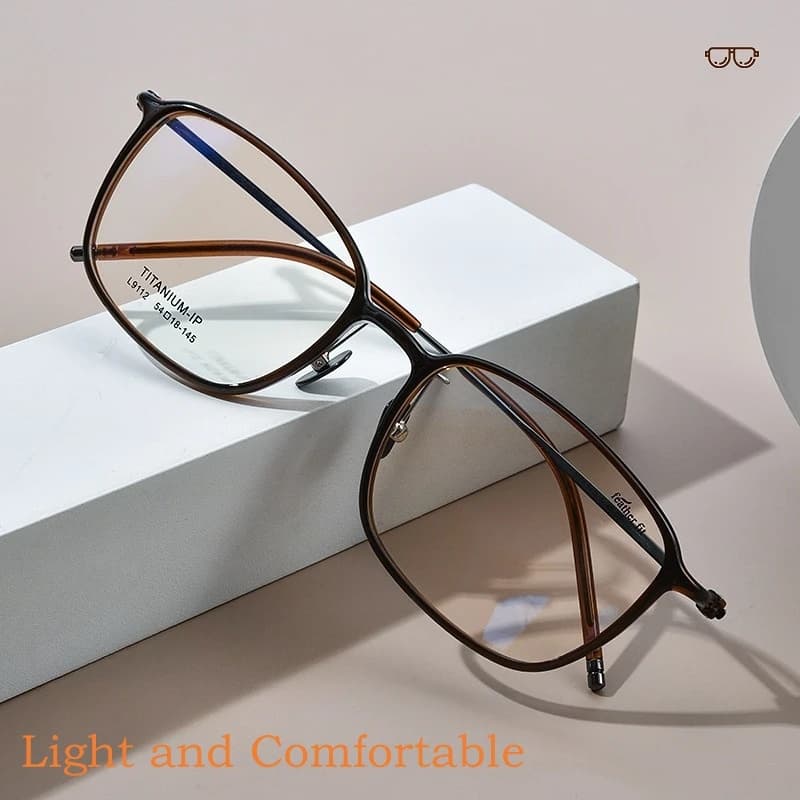 YIMARUILI Ultra-léger mode TR90 lunettes hommes pur titane décoration rétro rond optique Prescriptio