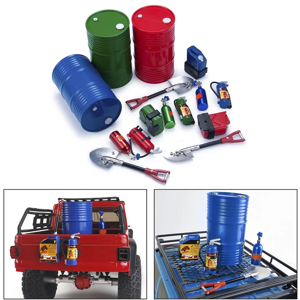Accessoires à l'échelle 1:10, outils de décoration simulés, pelle, extincteur, bidon d'huile pour vo