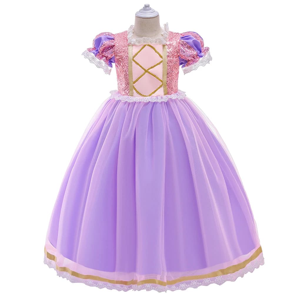 Raiponce Cosplay Costume d'Halloween pour Bol, Vêtements de Carnaval pour Enfants, Robe de Princesse