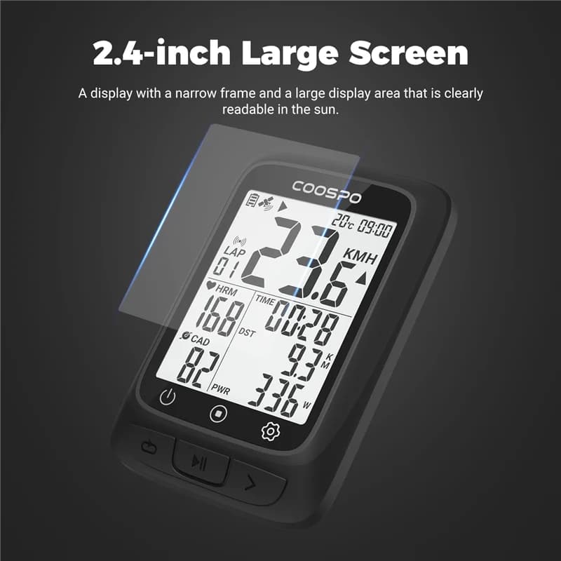 Coospo – compteur de vélo sans fil BC107, GPS, odomètre, compteur de vitesse, 2.4 pouces, bluetooth 