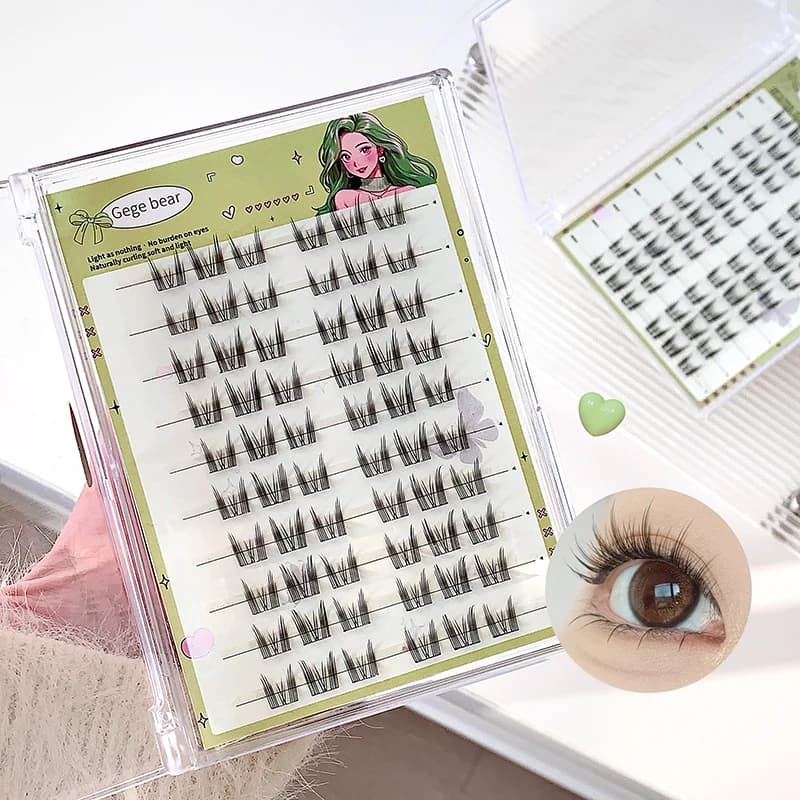 Gegebear grande capacité sans colle faux cils tournesol naturel épais C Curling cils segmentés adapt