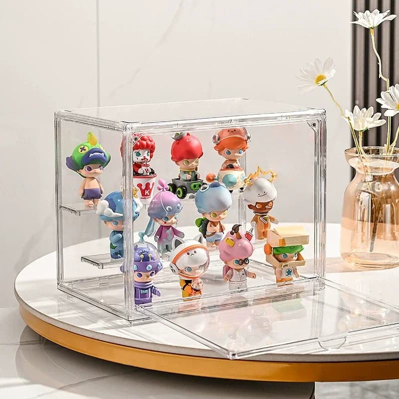 Boîte de rangement transparente en acrylique pour figurines, vitrine pliable pour poupées FigAucklan