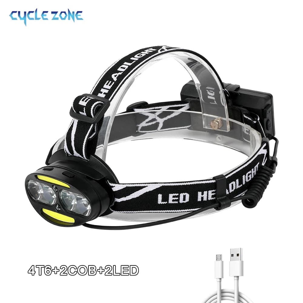 Cyclezone lampe frontale à Induction LED T6 lampe frontale COB 7 Modes lanterne pour pêche de nuit e