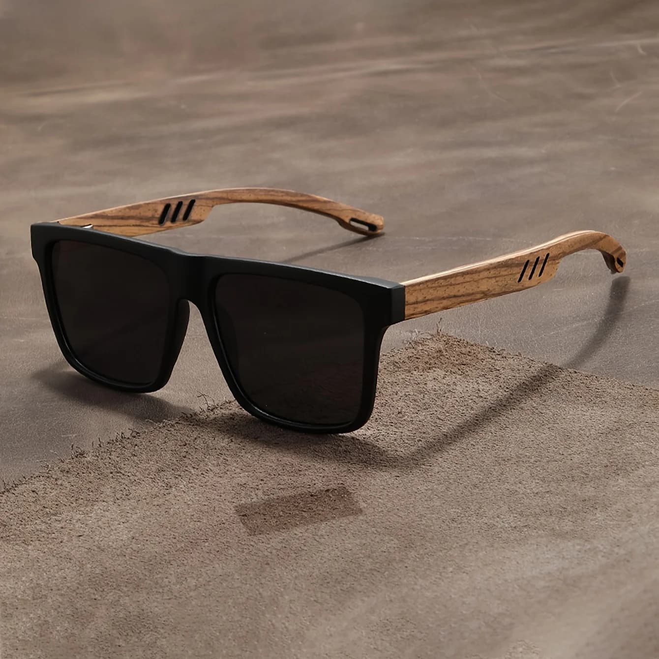 Lunettes de soleil rétro en noyer, ultralégères, carrées, polarisées, exquises, à la mode, pour homm