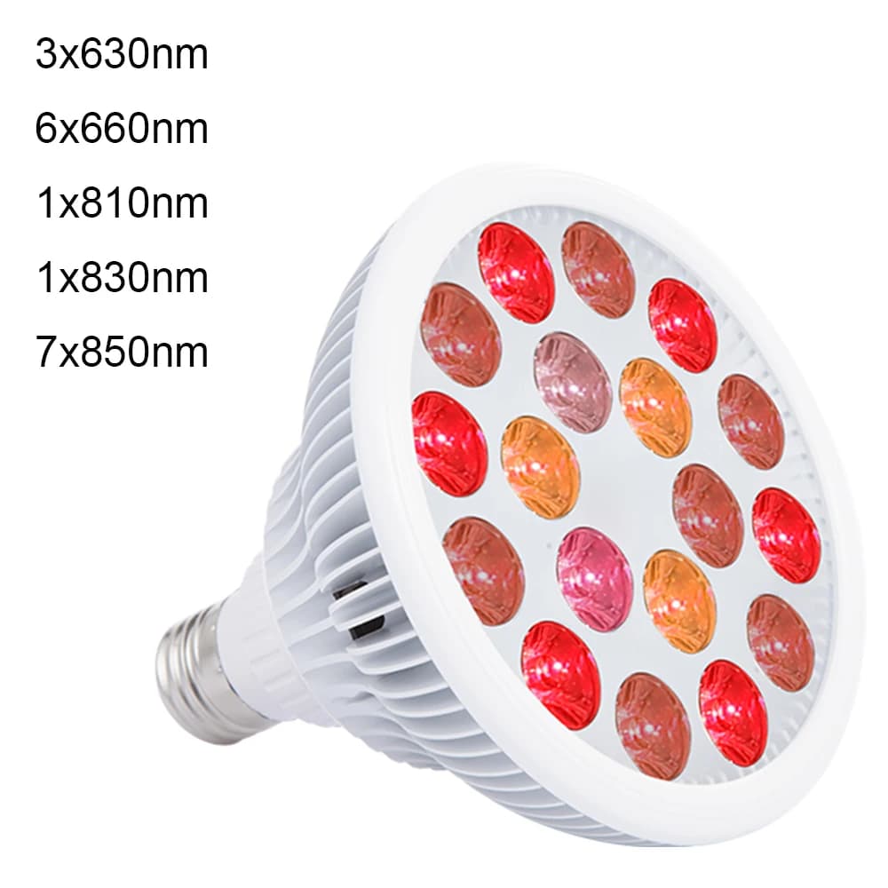 Ampoule de luminothérapie LED rouge 54W, 630nm, 660nm, 810nm, 830nm, 850nm, ampoule infrarouge E27, 