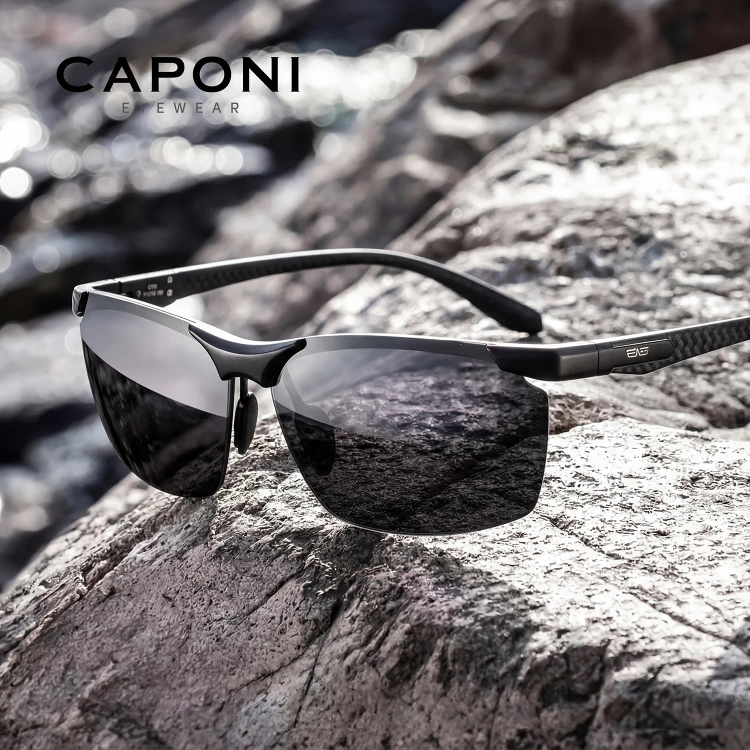 CAPONI  – lunettes de soleil polarisées pour hommes, sport, conduite, photochromique, UV400, Alumini