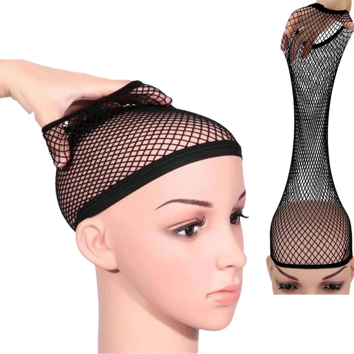 G&T Perruque Filet de bonnet de perruque en maille noire, filet de maille de cheveux à extrémité fer