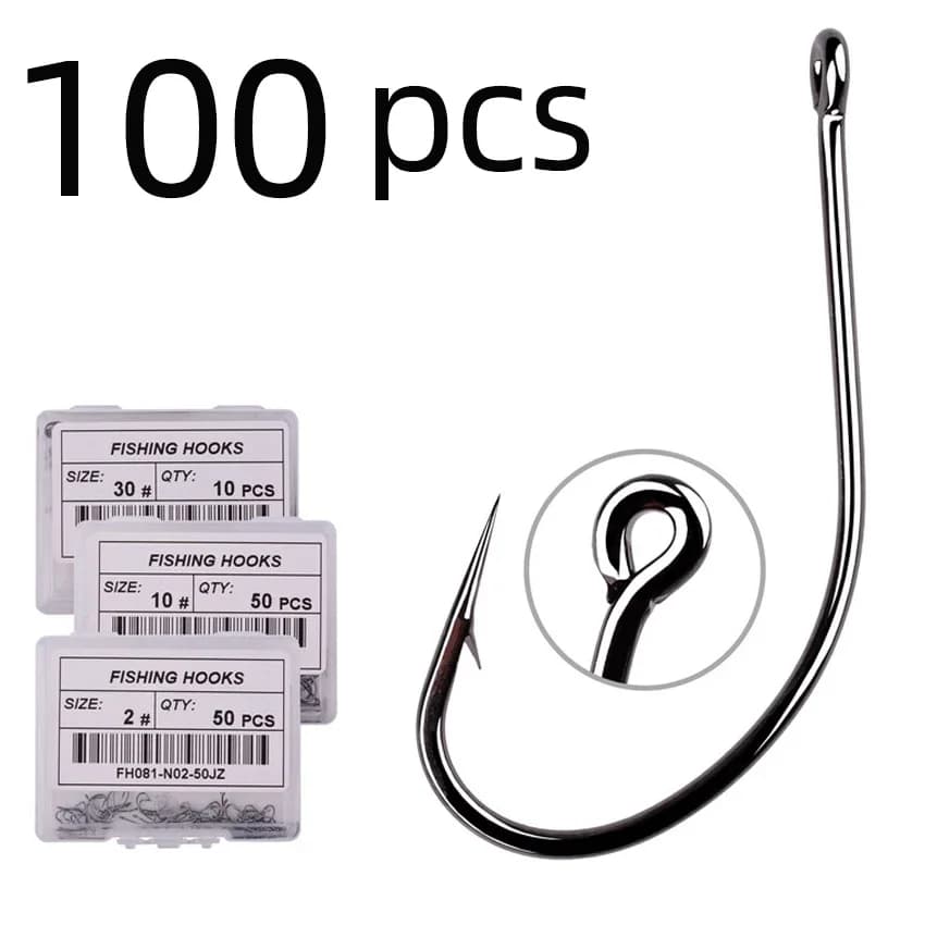 100/50pcs boîte poulpe hameçons de pêche haute teneur en carbone Chmical aiguiser barbelé cercle cro