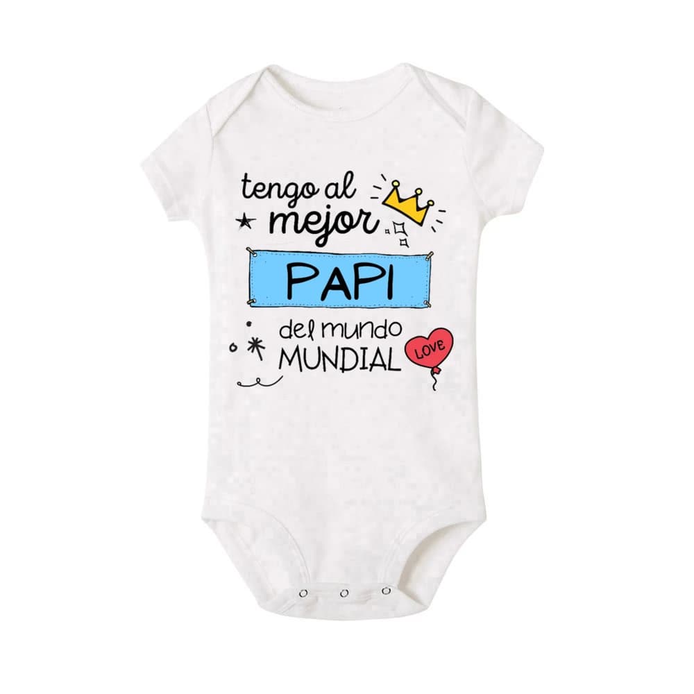 J'ai la meilleure maman et papa du monde, combinaison pour bébé imprimée espagnole, barboteuse à man