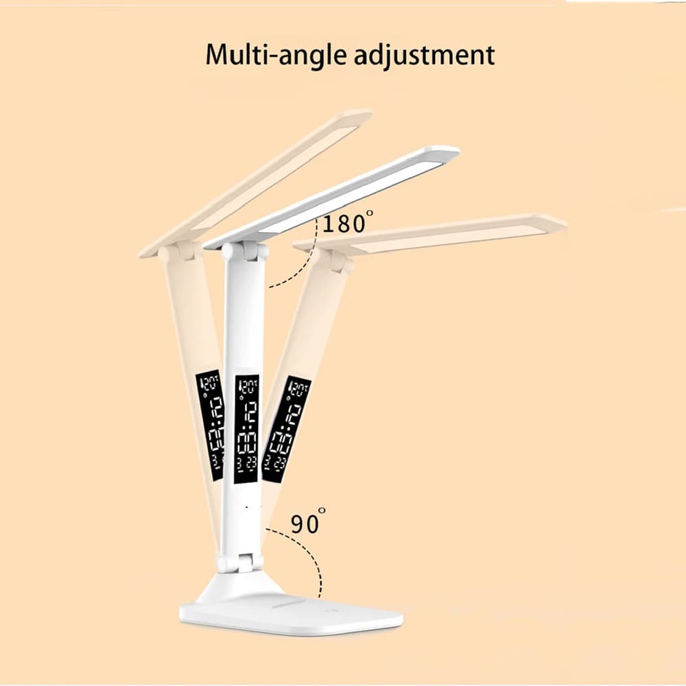 Lampe de Table pliante USB lecture tactile réglable Protection des yeux avec réveil thermomètre LED 
