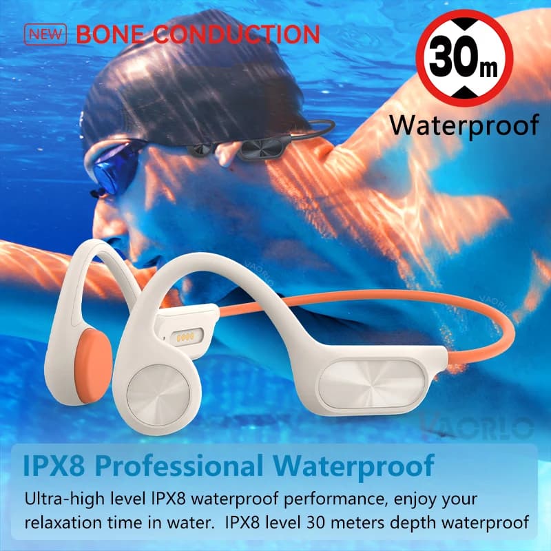 IPX8 étanche Conduction osseuse casque sans fil Bluetooth 5.4 + 32GB RAM lecteur MP3 HIFI musique sp