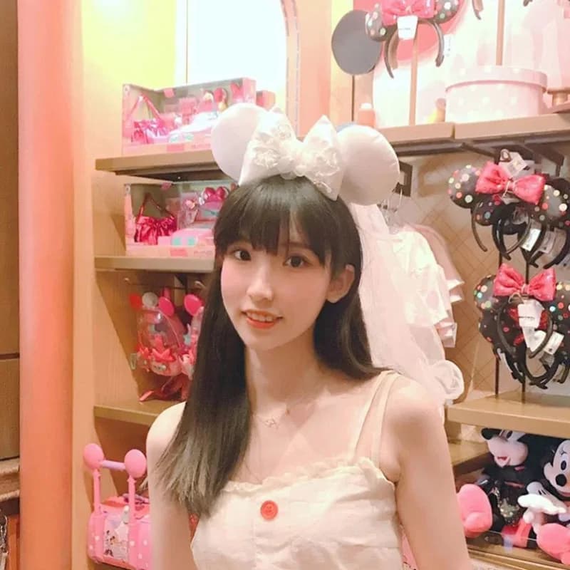 Bandeau oreilles de Mickey Disney Original, Shanghai Disneyland Minnie, bandeau en cuir, nœud à pail