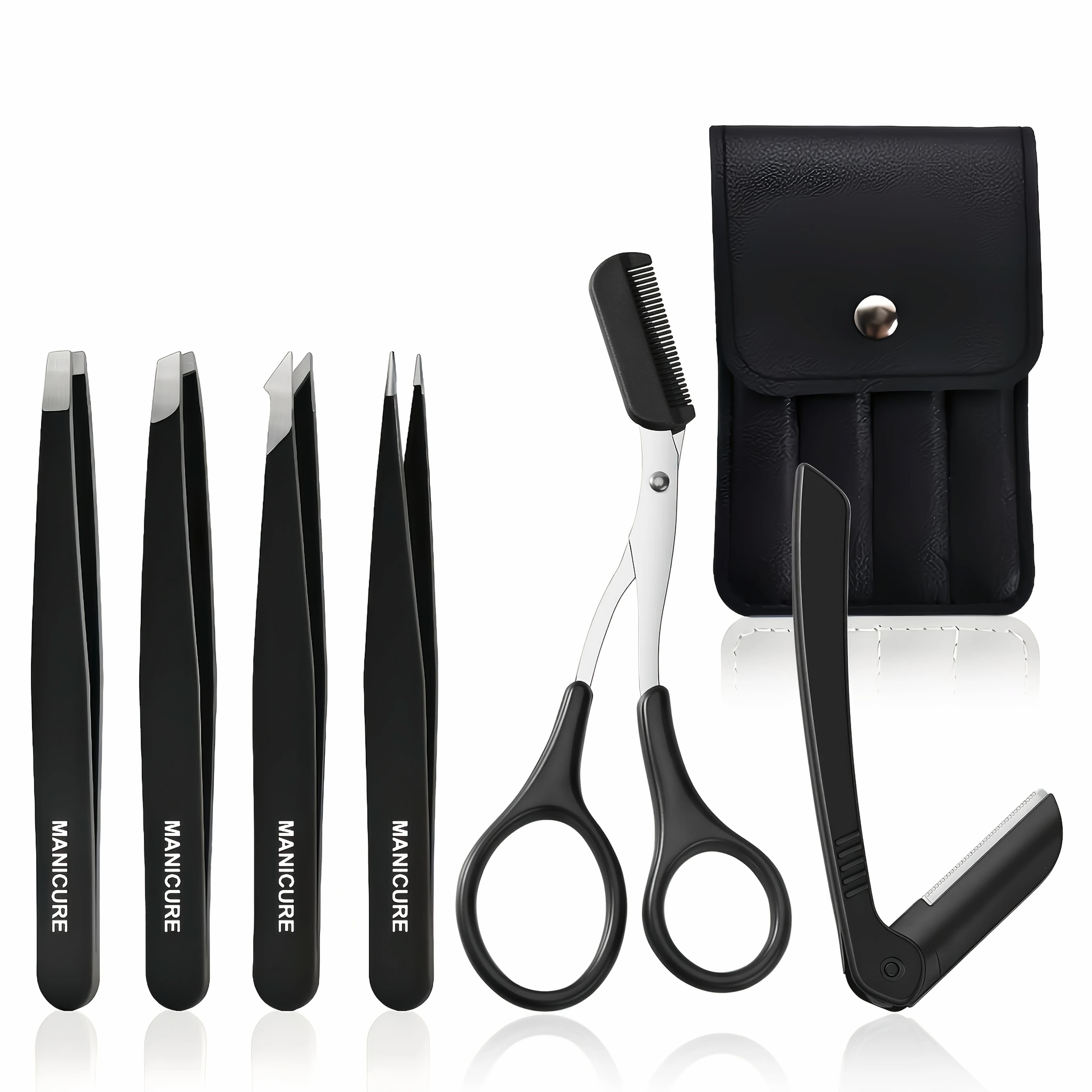 Pincettes et ciseaux professionnels de précision en acier inoxydable, adaptés au coupe des sourcils,