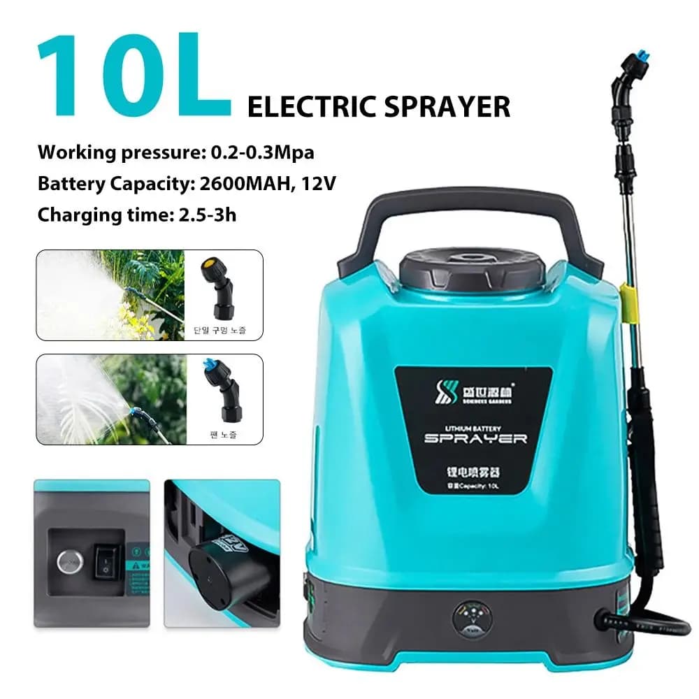 Pulvérisateur électrique d'irrigation arrière 10L, outil de jardinage agricole Rechargeable, pulvéri
