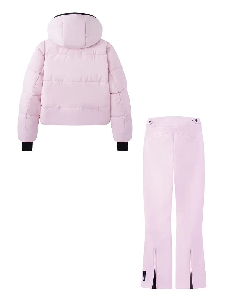 HH femmes mode poche fermeture éclair manches longues à capuche ski coton rembourré cordon veste + t