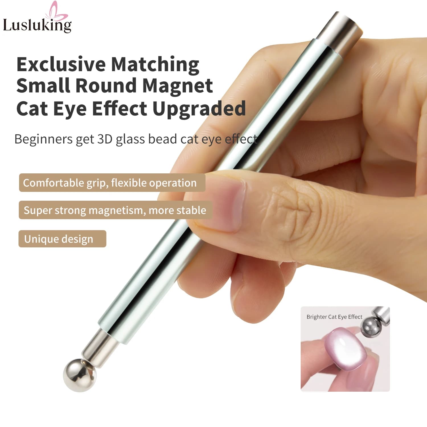 Outil magnétique pour Nail Art, œil de chat, bâton cylindrique avec boule magnétique, accessoire de 