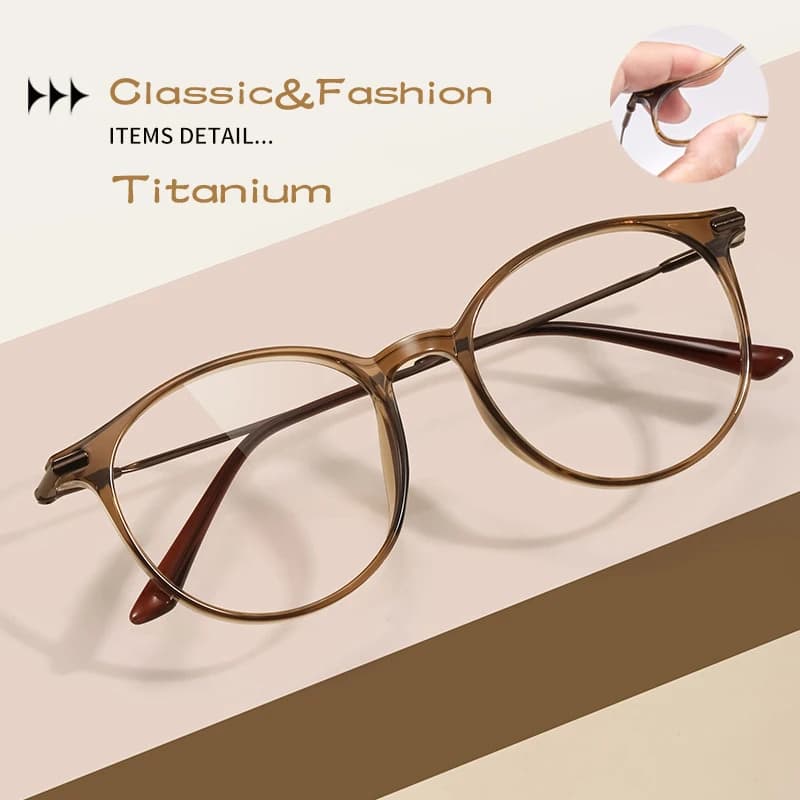 CAIDERONI classique cercle titane montures optiques Anti-lumière bleue lunettes de lecture femmes et