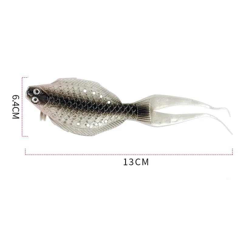 2Pcs/lot 8g 13cm Flatfish Bait Fishing Lures Vivid Shape 3D Eyes Mini Soft Fork Tail Flounder Silico