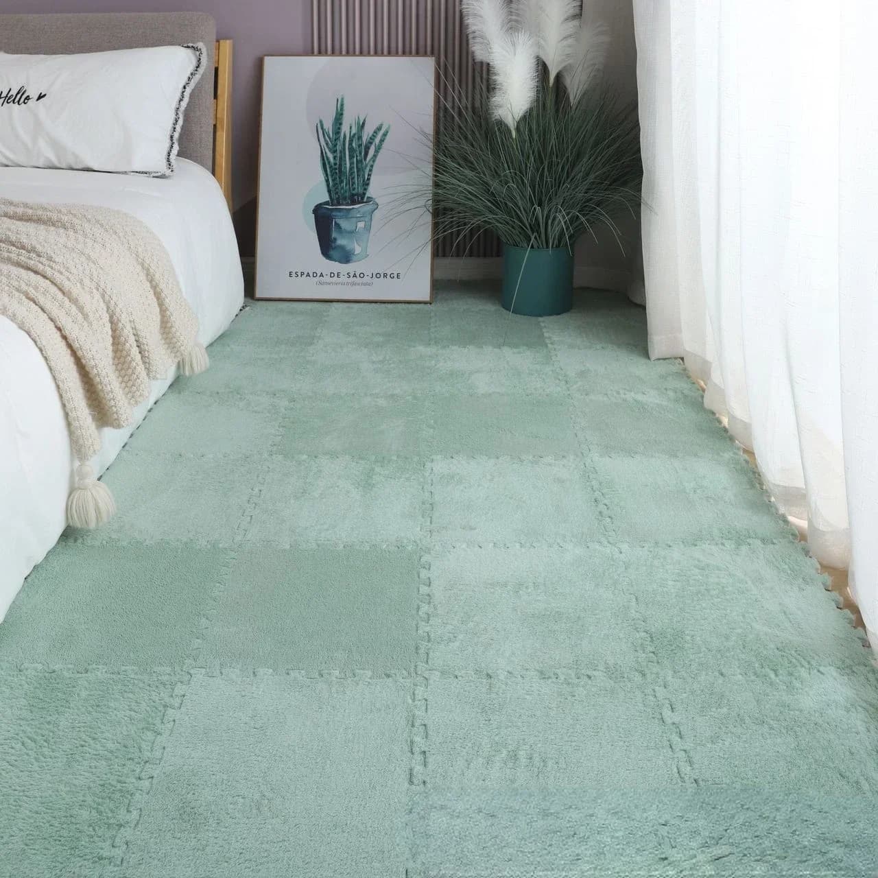 Lea-Tapis en peluche souple pour enfants, tapis de puzzle en polymères, virus chauds, carreaux d'exe