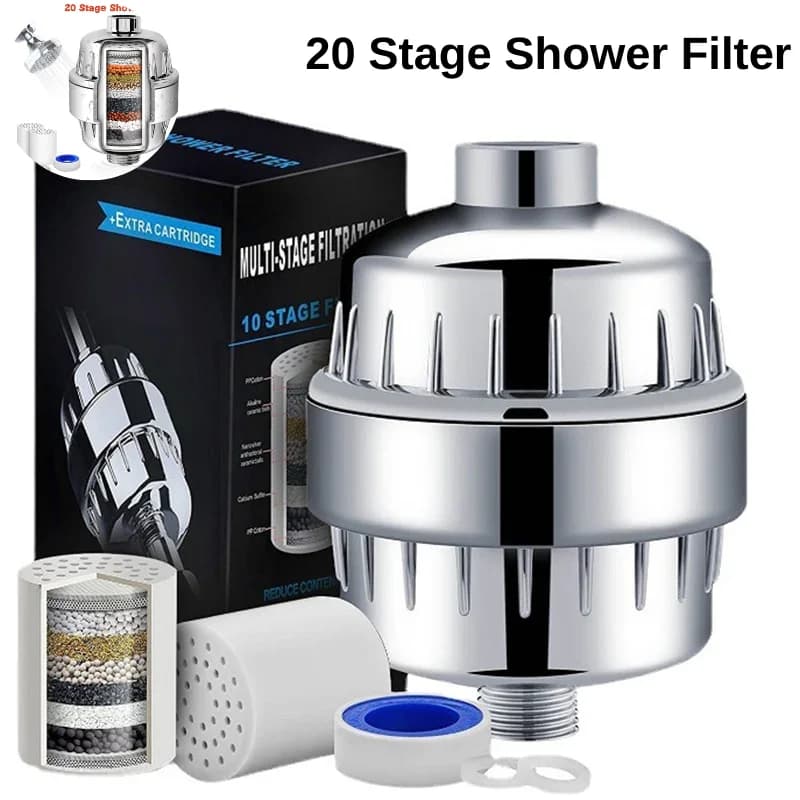 Filtre à eau de douche à haut rendement pour pommeau de douche, 20 étapes, élimine les rapmetaux de 