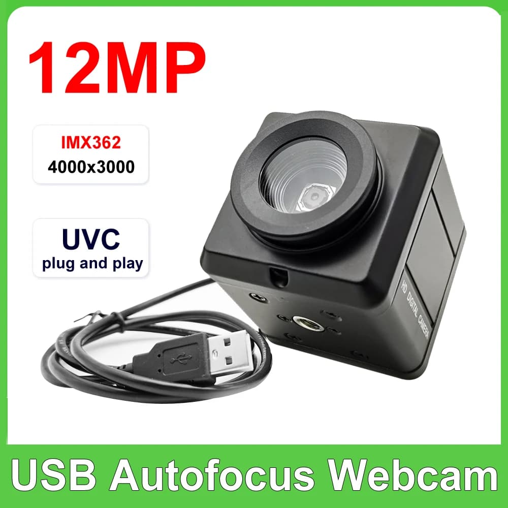 Webcam industrielle USB 12MP, capteur CCD IMX362, mise au point automatique, mini boîte USB, caméra 