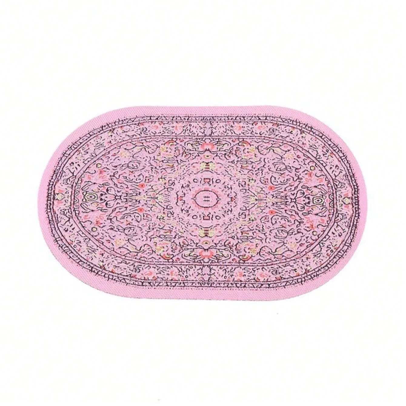 1 pièce de tapis ovale miniature pour maison de poupée : tapis de sol tissé miniature 1/12, accessoi