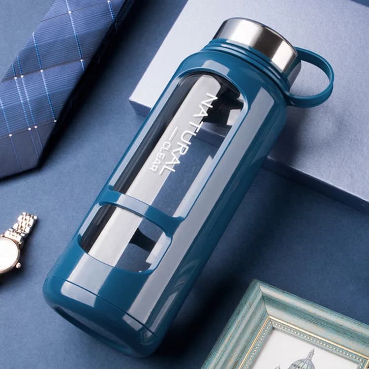 Bouteille d'eau en verre de grande capacité de 1 litre, Anti-brûlure adaptée à la salle de sport d'é