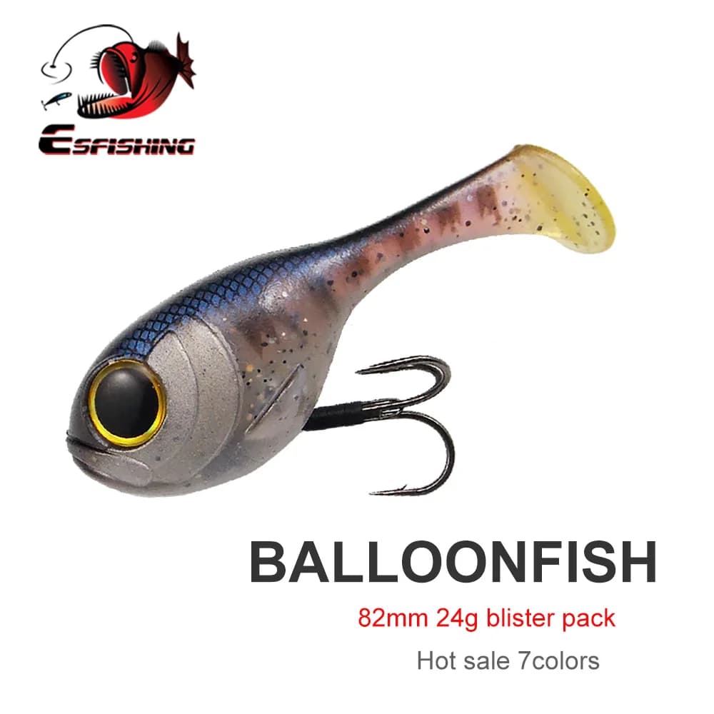 ESFISHING Silicone souple appât Balloonfish 82mm24g Deraball avec crochet de qualité Pesca artificie