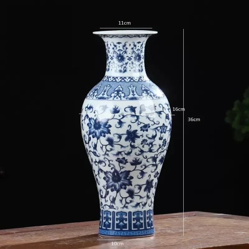 Jingdezhen porcelaine Antique bleu et blanc porcelaine Vase décoration salon arrangement floral chin