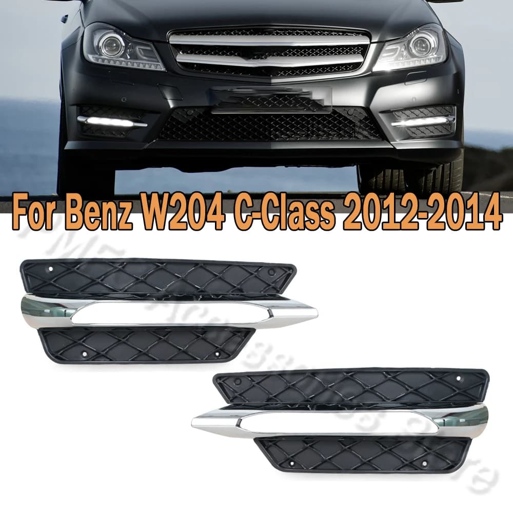 Grilles de pare-chocs avant de voiture, couvercle de phare antibrouillard chromé noir pour mercedes-