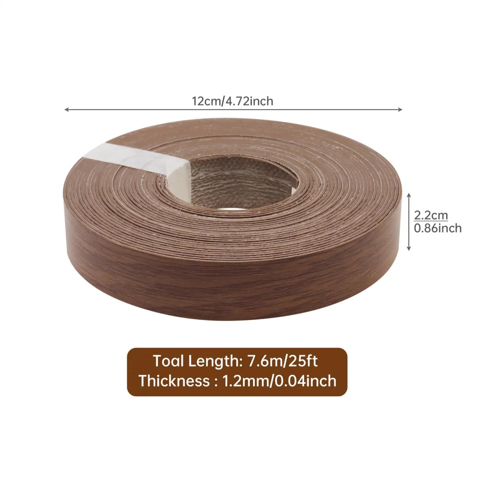 Largeur 7/8 pouces longueur 10 pieds/25 pieds/50 pieds grain de bois foncé adhésif thermofusible ban