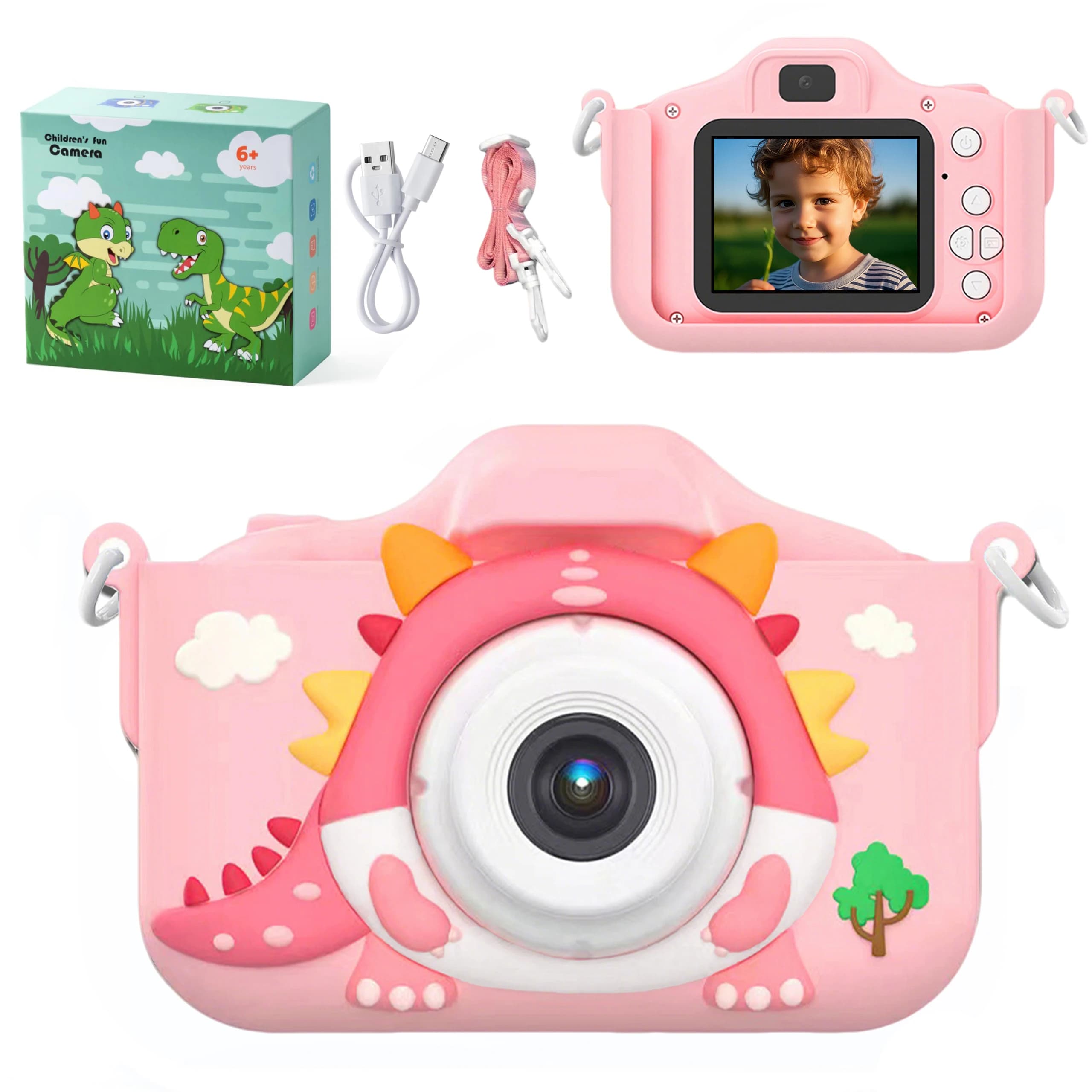 Caméra pour enfants avec double caméras avant et arrière 48MP 1080p HD Double caméras avant et arriè