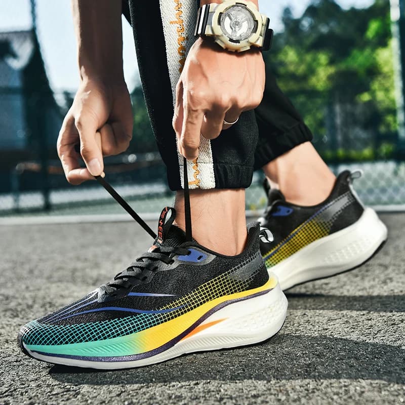 Chaussures de course de sport pour hommes et femmes, décontractées, respirantes, surface en maille, 