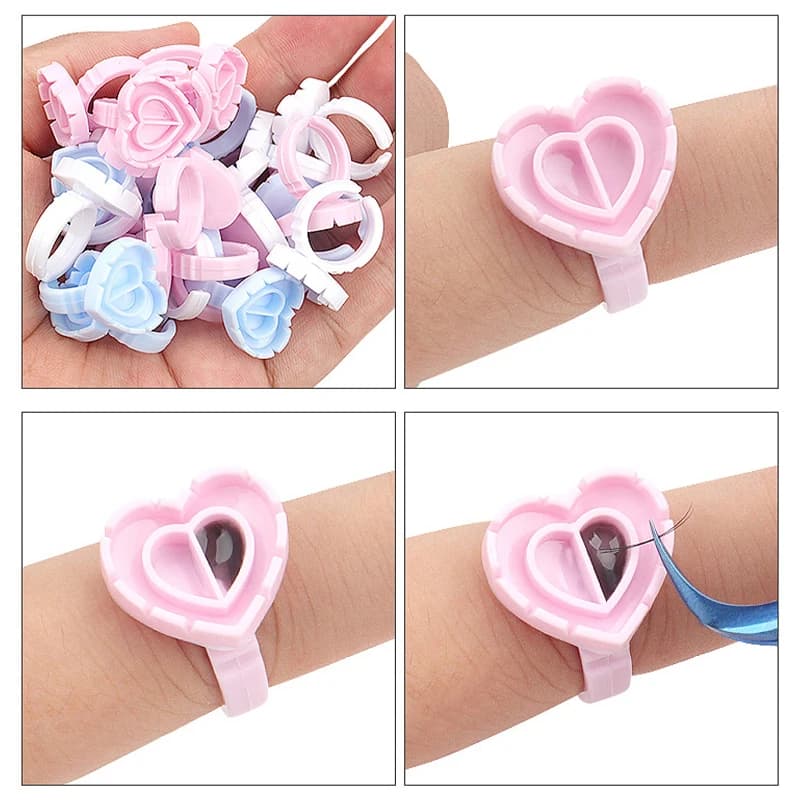 AILEISHI 100 pièces jetable cils colle ventilateur tasse anneaux support conteneur tatouage Pigment 