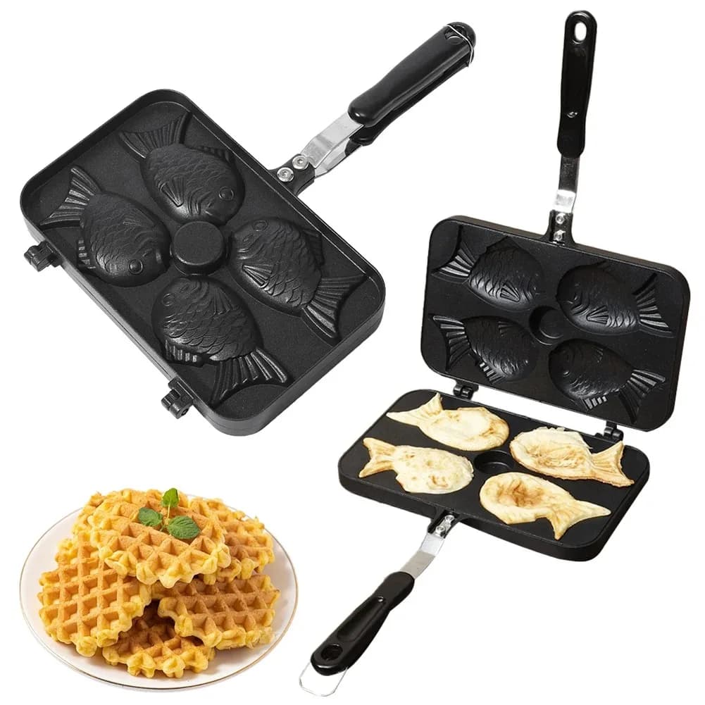 Cuisine japonaise Taiyaki Double poisson en forme de Dessert chaud gaufre gâteau fabricant casserole