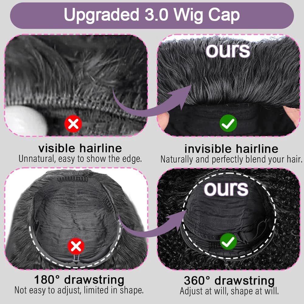 Perruque demi-tête 250% en cheveux humains, ondulée, avec bandeau, version améliorée 3-en-1, à cordo
