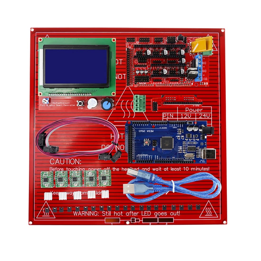 Kit de bricolage pour imprimante 3D, carte USB Mega2560 R3, lit chauffant MK2B, contrôleur LCD 12864