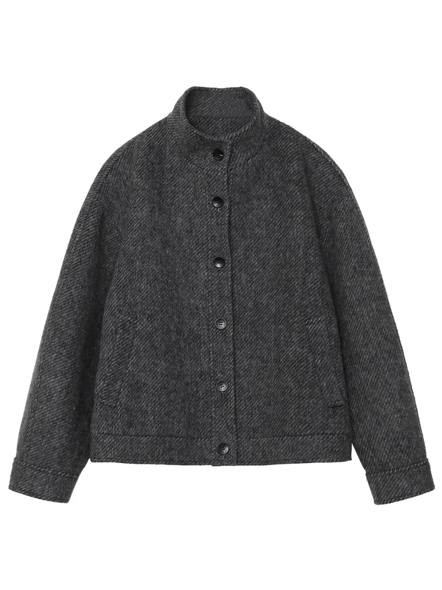 CHIC VEN Manteaux en Laine pour Femmes, Style Vintage Décontracté, Col Montant, Vestes Amples en Lai