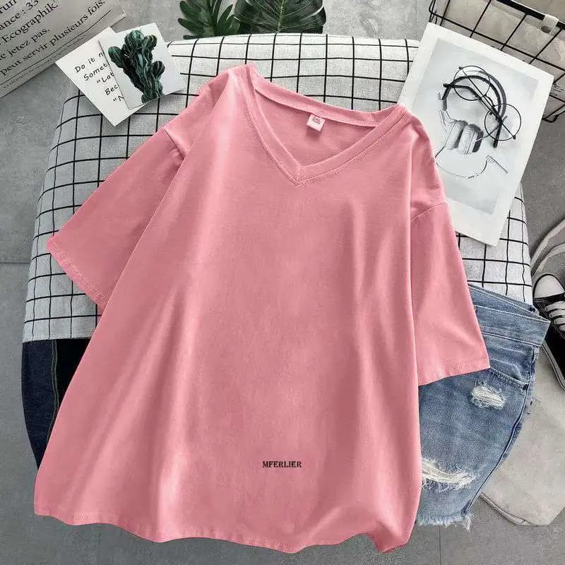 T-shirt manches courtes col V femme, estival et décontracté, en coton, noir, grande taille 6XL 150kg