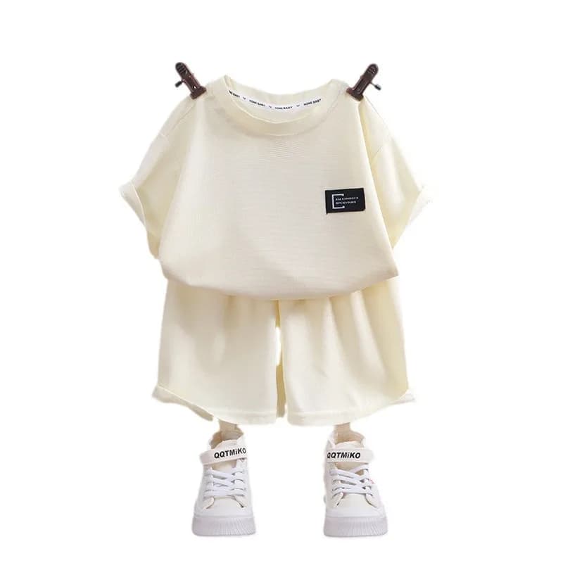 Ensemble de vêtements pour garçons et filles de 1 à 10 ans, vêtements coréens d'été en tissu gaufré 