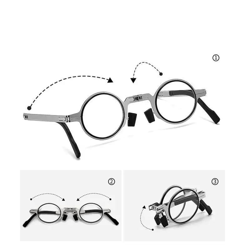 Lunettes de lecture HD pliables portables, lunettes rondes rétro ultra légères pour hommes et femmes
