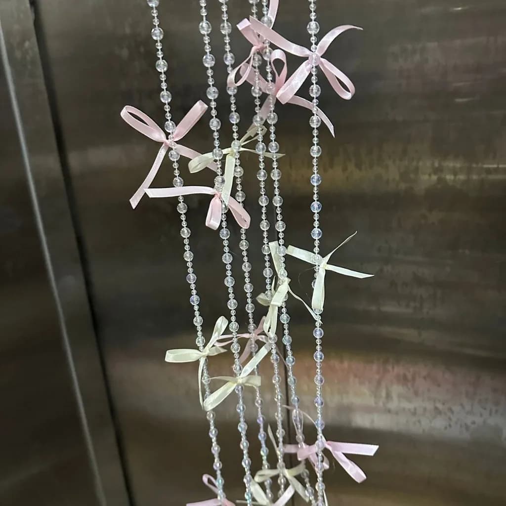 Rideau de perles en cristal avec nœuds, perles acryliques multicolores, rideau de porte, séparateur 