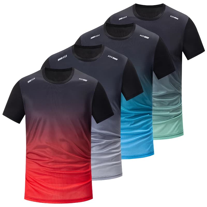1/2/4/6 pièces hommes Style sportif saisonnier dégradé séchage rapide multicolore haut à manches cou