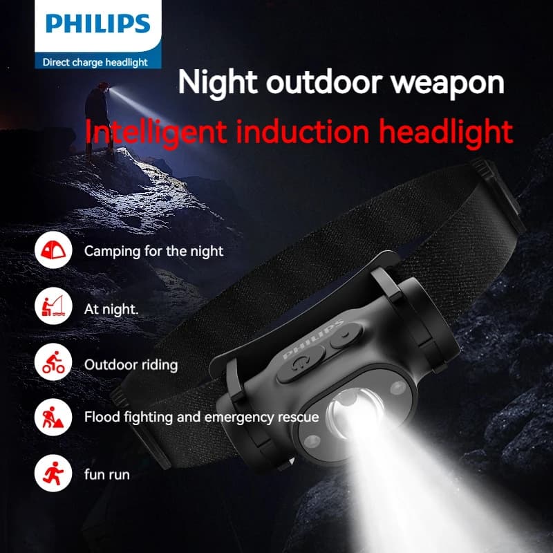 PHILIPS-Lampe de sauna LED aste de type C, lampe de poche à capteur, lampe de sauna extérieure, lant