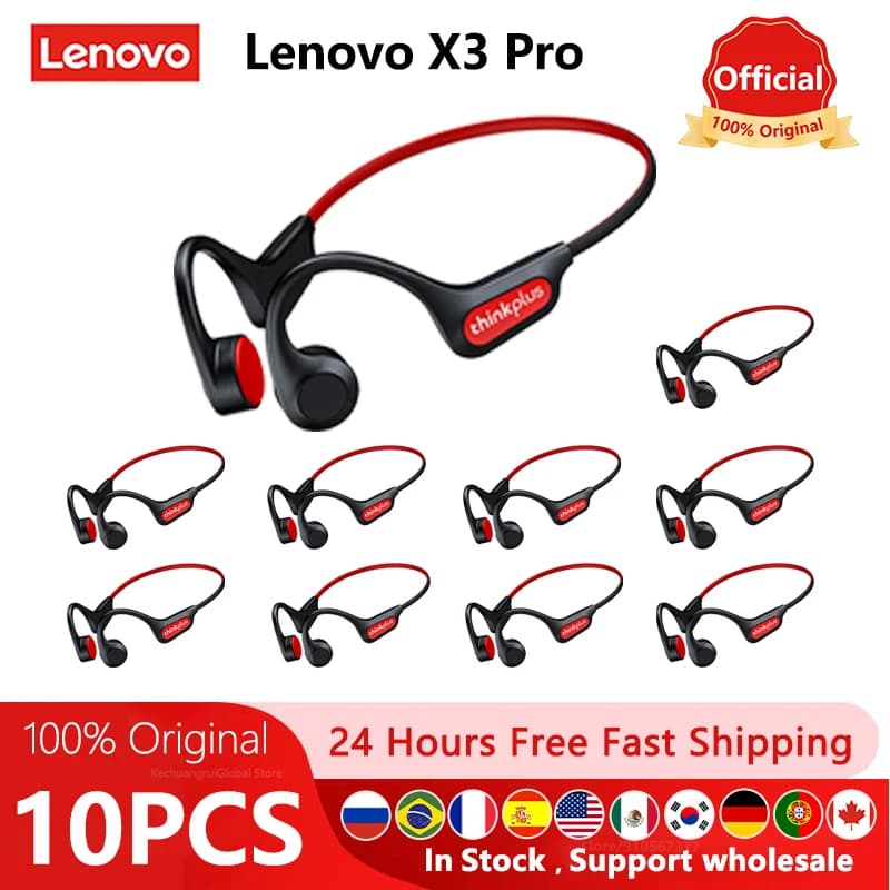 Original Lenovo X3 Pro Conduction osseuse sans fil Bluetooth 5.3 casque 10 pièces/5 pièces/2 pièces 