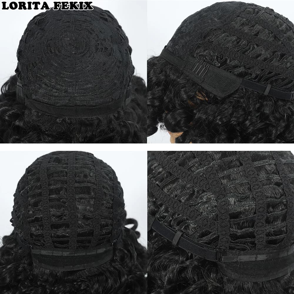 Perruque courte bouclée rouge ample pour femmes noires, perruque Afro bouclée avec frange en Fiber s