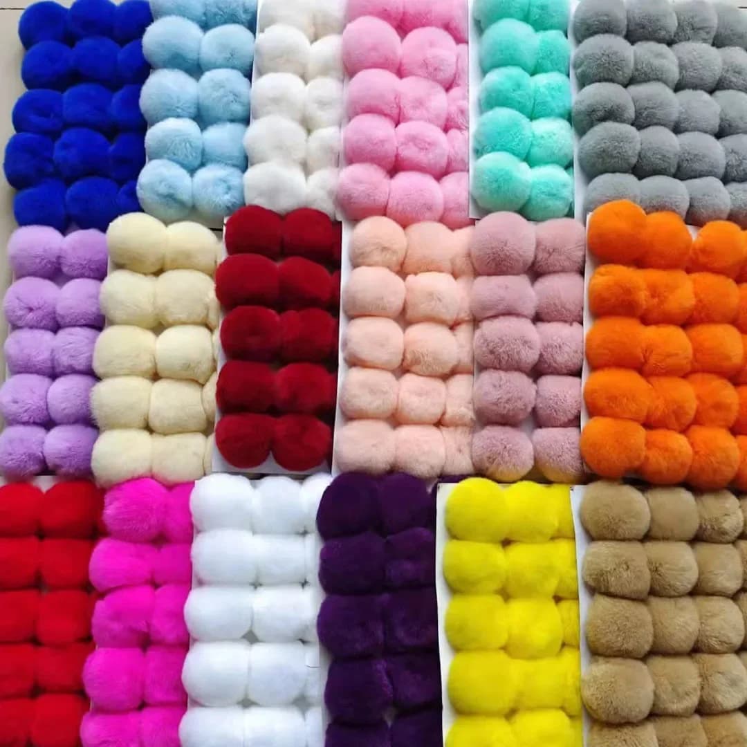Pompons en fourrure moelleuse de 5 cm, 6 cm, 8 cm, pompons doux pour bricolage, pour porte-clés, cou