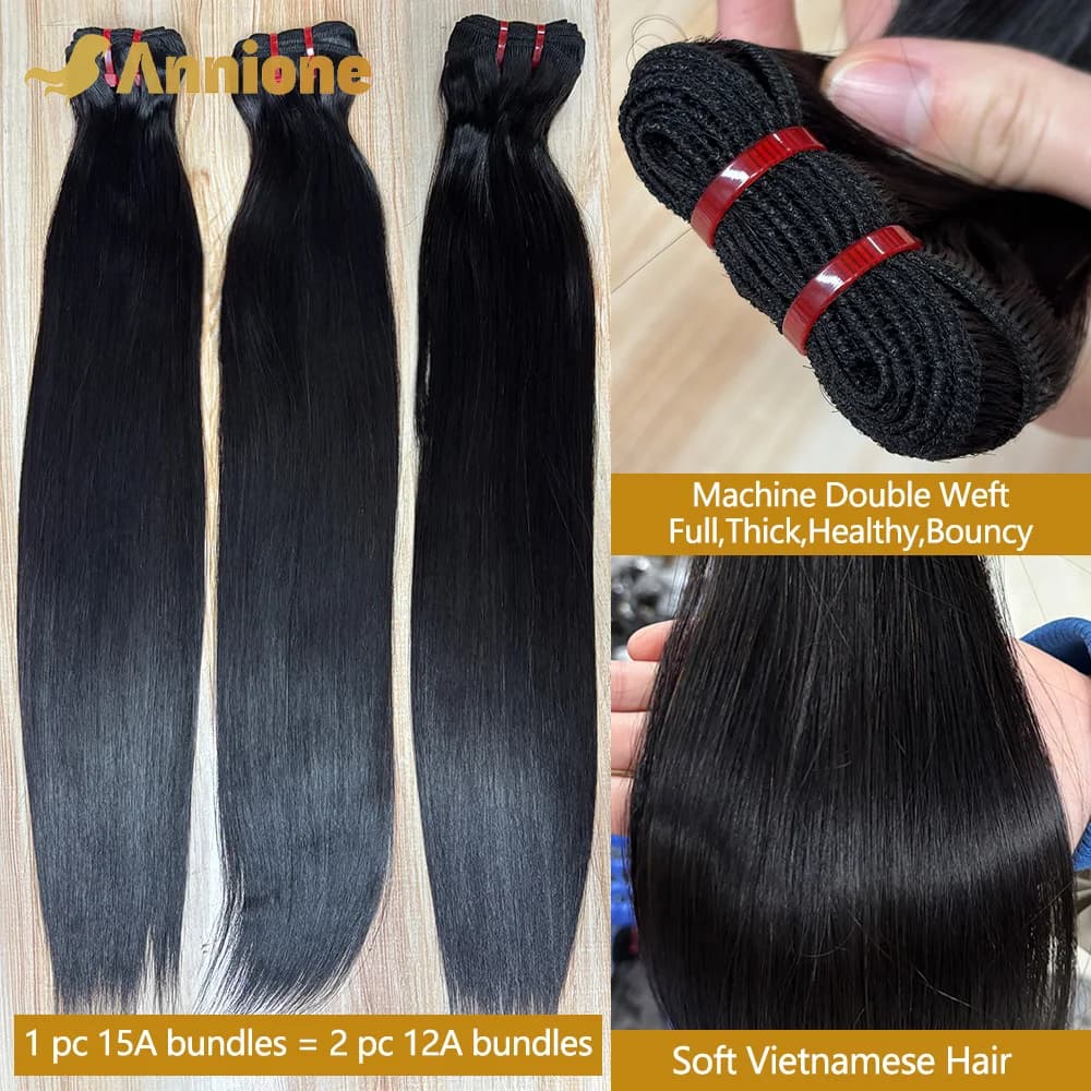Lots de Cheveux Naturels 100% Humains 15A Double Drawn Cheveux Vietnamiens Bruts Lisses Non Traités 