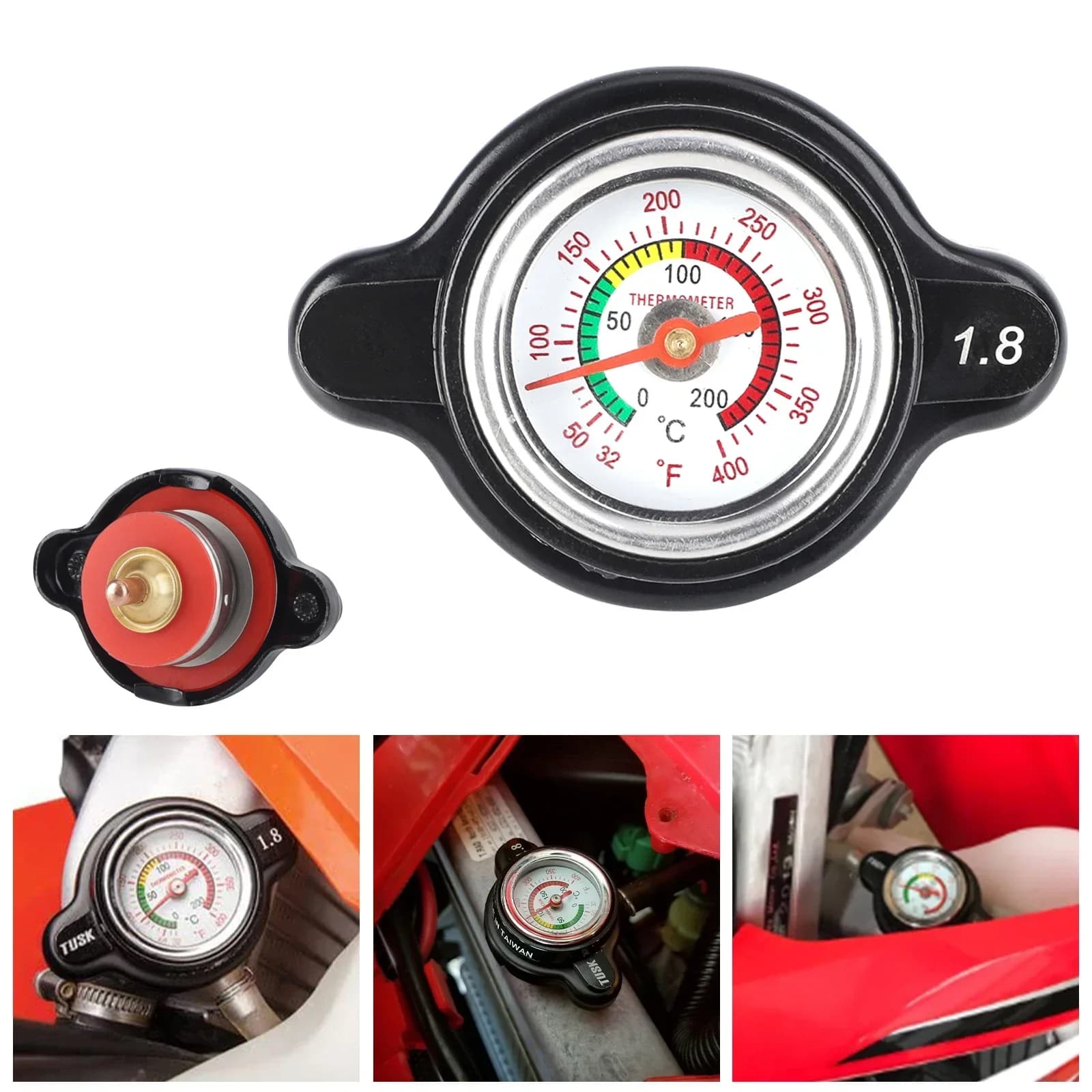 Bouchon de radiateur haute pression 1.8 Bar, 25.6psi, avec jauge de température, pour Honda, Yamaha,